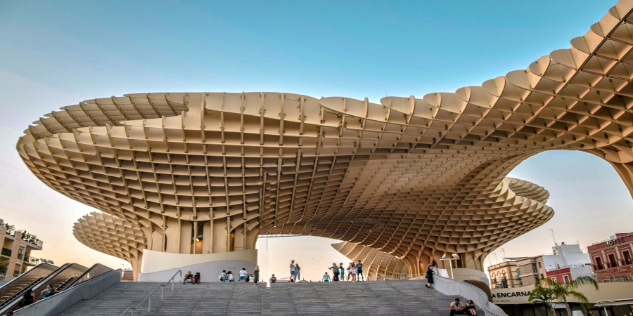 Metropol Parasol, a modern marvel in Seville, boasting innovative architecture and panoramic views, offering a unique perspective of the city.