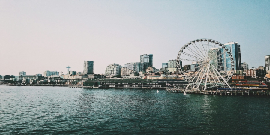 A stunning view of Seattle's Harbour Cruise, with boats gliding along the water and the city's skyline in the background.