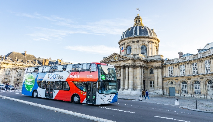 Tootbus Hop-On, Hop-Off bus in Paris on the road