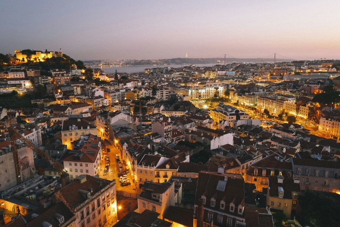 A panoramic night view of the city from top.