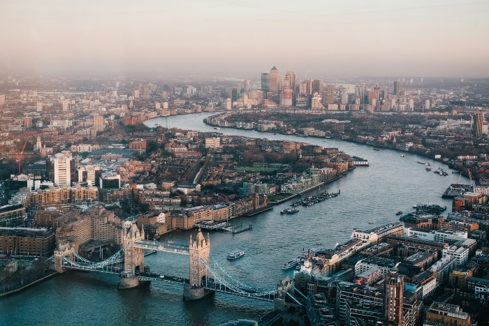 A bird-eye-view of the City of London.