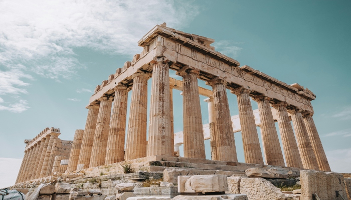 A picture of Acropolis with a clear sky.