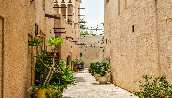 An alley in Al Fahidi historical neighbourhood in Dubai