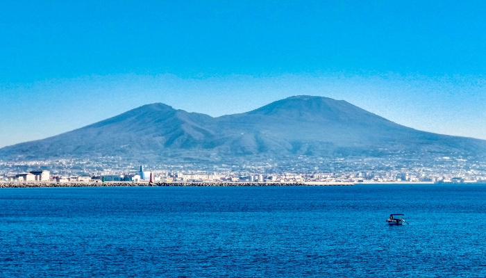 View of Vesuvius from coastal Naples.