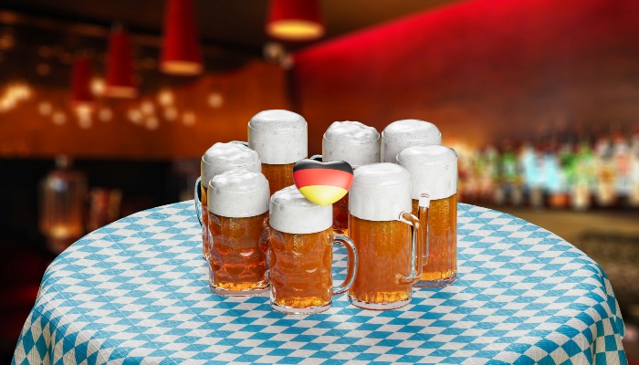 Glasses of beer on a table