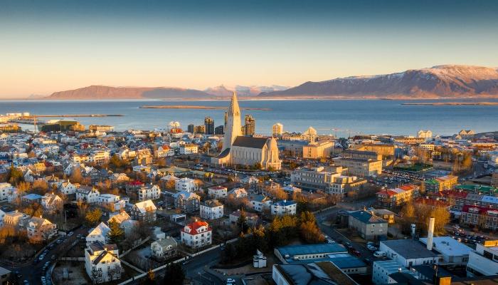 Reykjavik City from a top view, which should be explored by a hop-on hop-off bus.