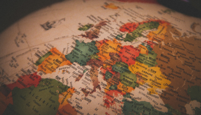 Map of Europe representing top spring break destinations across the continent.