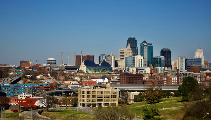 Kansas City skyline featuring downtown buildings roads and urban city views during daytime