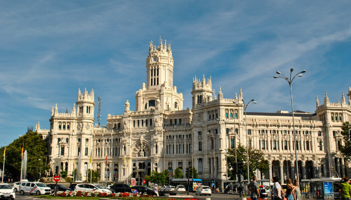 Cibeles Palace and Fountain area showcasing one of Madrid's most iconic landmarks.