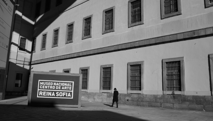 Exterior of the Reina Sofía Museum, home to modern art and Picasso's Guernica.