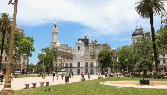 Plaza de Mayo with the Casa Rosada and historic buildings in Buenos Aires