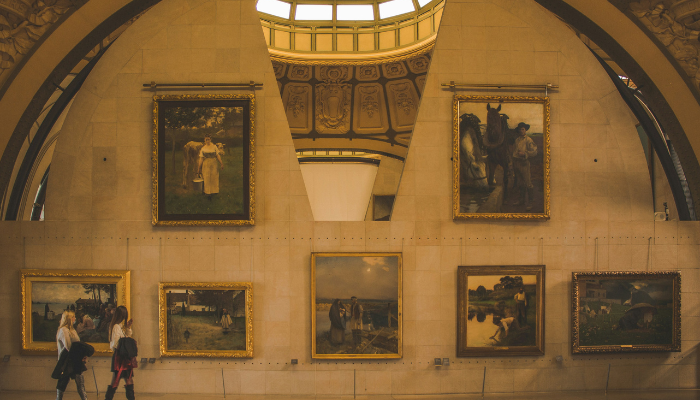 Impressionist paintings displayed inside the Musée d’Orsay in Paris